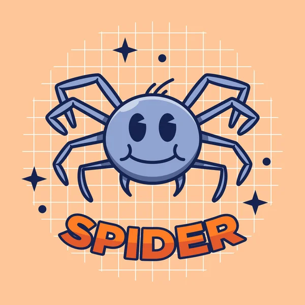 Spider Character Vector Illustration Flat Cartoon Retro Style — Vetor de Stock