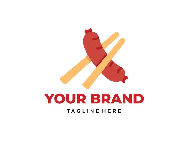 Chopsticks Sausage Logo — 스톡 벡터