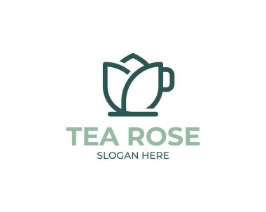 Coffee roses logo vector icon illustration line outline