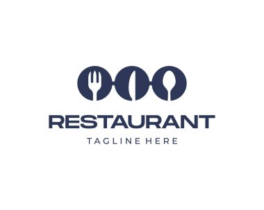 Güzel Resto Restoran Vektör Logo Şablonu. Kaşık, bıçak ve çatalla tasarlanmış yaratıcı yemek sözcüğü logosu. Vektör logosu illüstrasyonu.