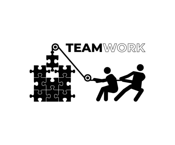 Vektor Illustration Einfachen Flachen Stil Teamwork Und Entwicklungskonzept Menschen Mit — Stockvektor