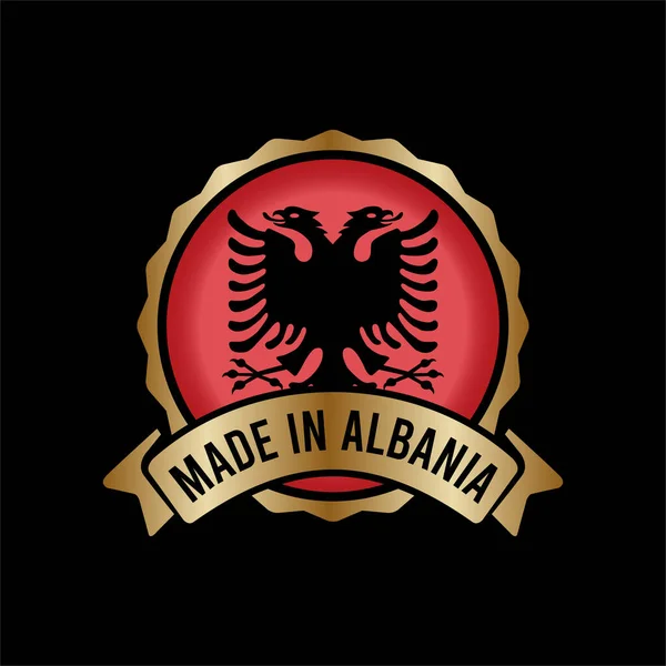 Gold Badge Stamp Label Button Made Albania — Stock Vector