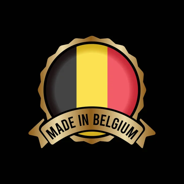 Gold Badge Stamp Label Button Made Belgium — Image vectorielle