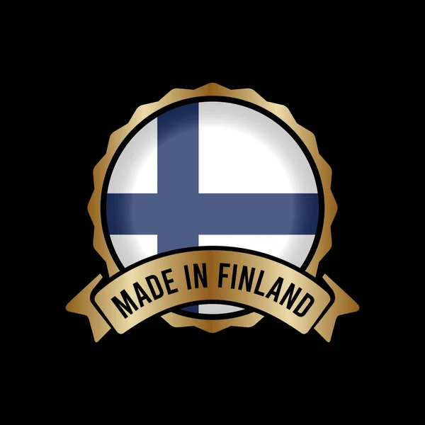 Gold Badge Stamp Label Button Made Finland — Stock Vector
