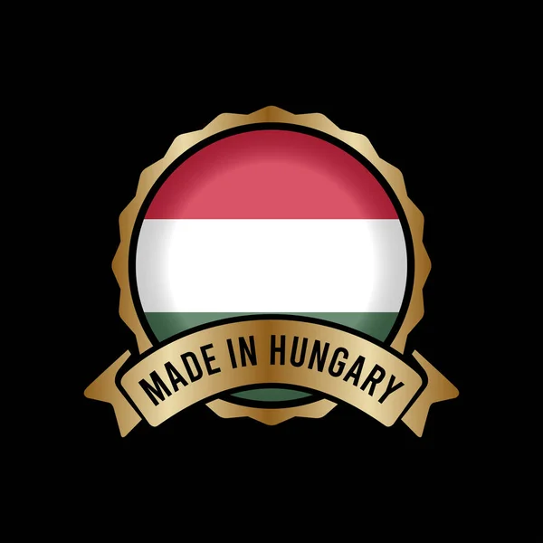 Gold Badge Stamp Label Button Made Hungary — Stock Vector