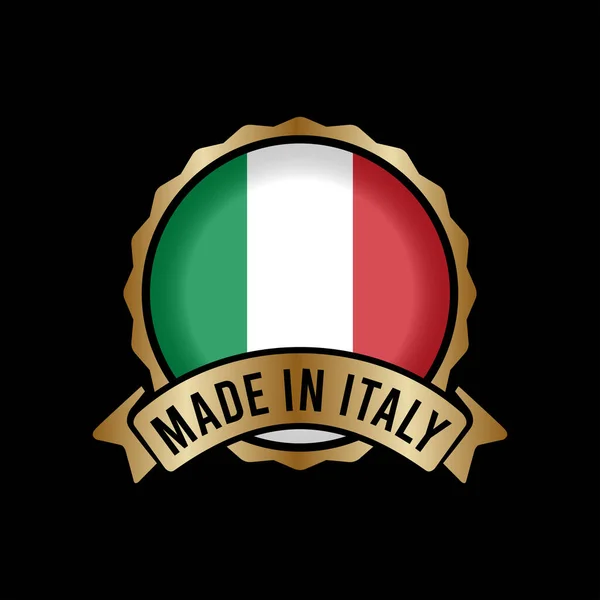 Gold Badge Stamp Label Button Made Italy — Wektor stockowy
