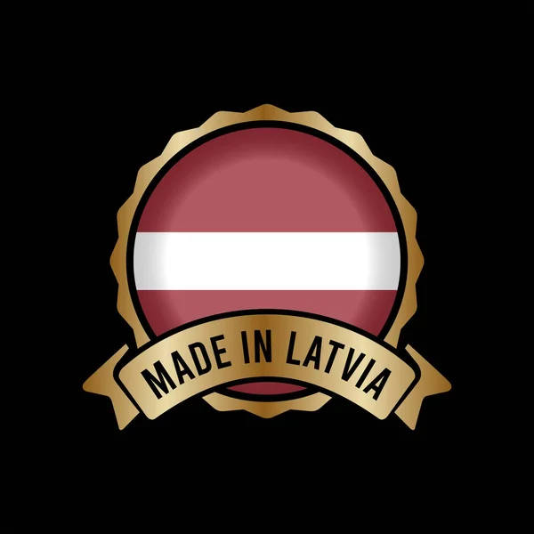 Gold Badge Stamp Label Button Made Latvia — Stock Vector