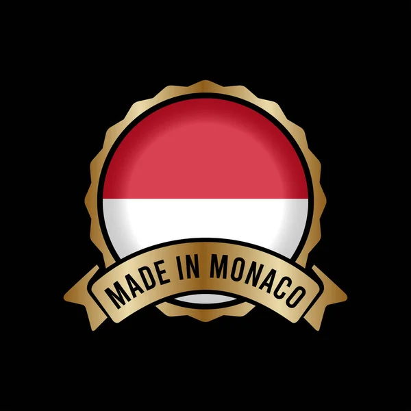 Gold Badge Stamp Label Button Made Monaco — Stock Vector