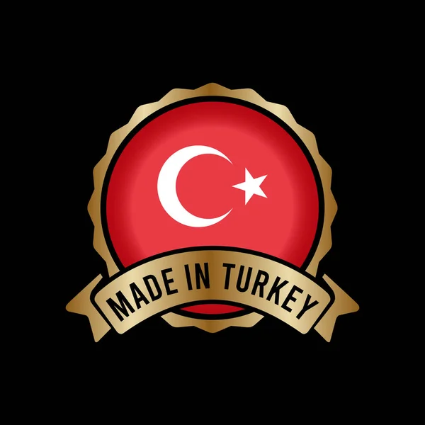 Gold Badge Stamp Label Button Made Turkey — Stock Vector