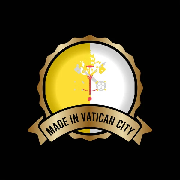 Gold Badge Stamp Label Button Made Vatican City — Stock Vector