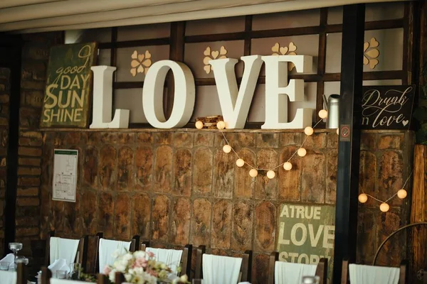 Love Sign Wall Wedding Reception — Foto de Stock