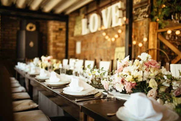 Dining Table Setting Wedding Reception — Foto de Stock