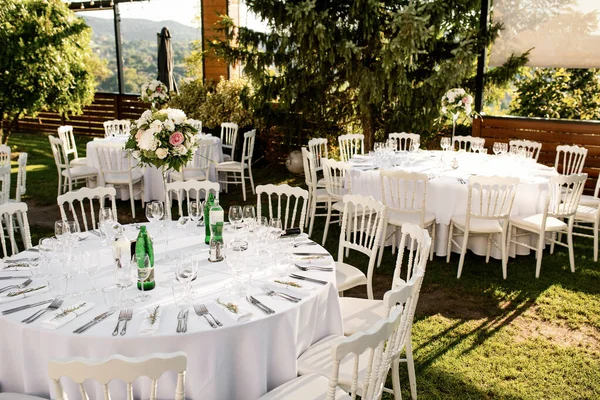 Elegant Place Setting Wedding Reception Garden — Stock Photo, Image