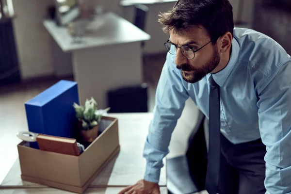 Young Distraught Businessman Thinking Getting Fired His Job — Photo