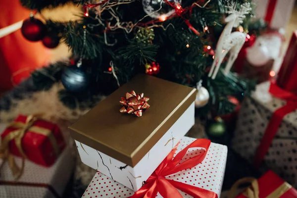 Gift Boxes Christmas Tree Home — ストック写真