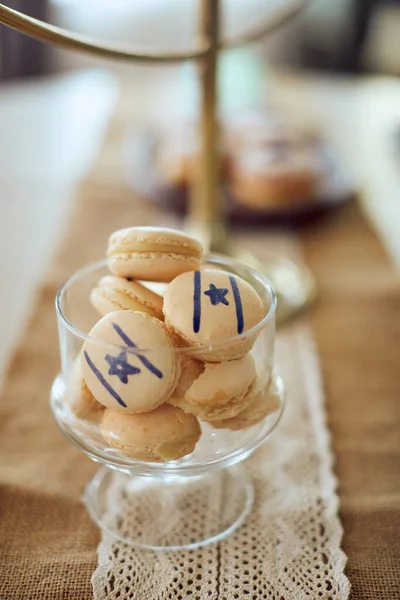 Macaroons Jar Decorated Star David Hanukkah — Fotografia de Stock