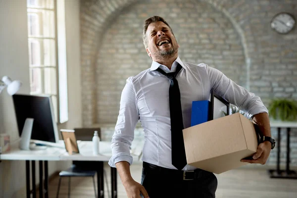 Mid Adult Businessman Screaming Frustration While Standing Office Being Fired — Stockfoto