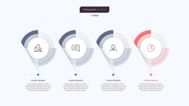 Dört aşamalı iş bilgisi tasarım şablonu. Vektör illüstrasyonu