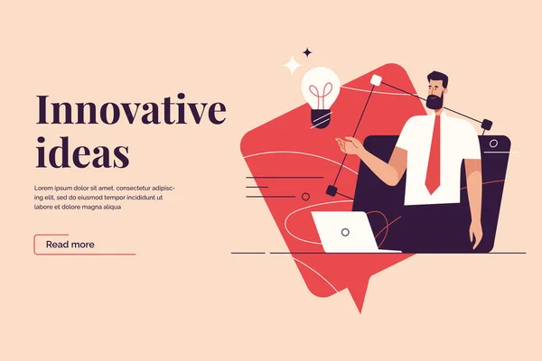 Vektor illustration på temat kreativitet, generera innovativa idéer, fantasi och inspiration. Redigerbar stroke — Stock vektor