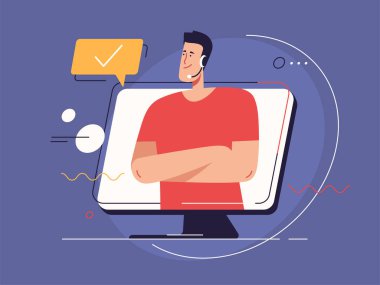 Çevrimiçi müşteri destek servisi konusunda vektör illüstrasyon. Düzenlenebilir vuruş