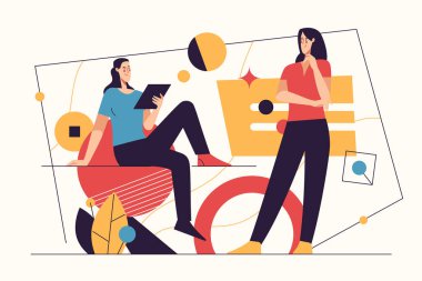 Veri toplama, iş zekası, dijital çözümler konularında vektör illüstrasyon. Düzenlenebilir vuruş