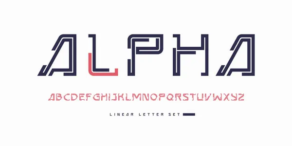 Fonte linear elegante vetorial, letra maiúscula, alfabeto, tipografia — Vetor de Stock