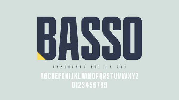 Vector condensed bold san serif font, uppercase letter set, alphabet, typography — Archivo Imágenes Vectoriales
