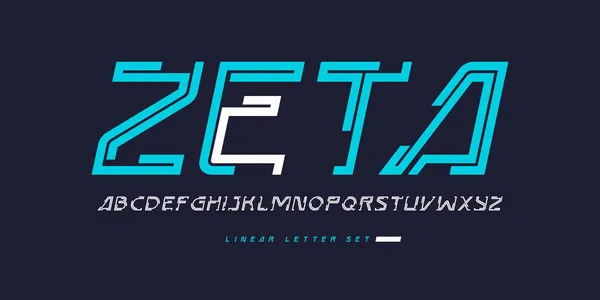 Vector stijlvolle lineaire smalle lettertype, hoofdletter set, alfabet, typografie — Stockvector
