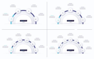 Daire Infographic tasarım vektör şablonları. 4567. seçenek