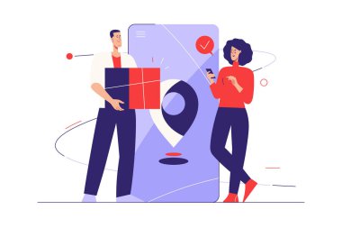 Çevrimiçi dağıtım hizmeti konusunda vektör illüstrasyon. Düzenlenebilir vuruş