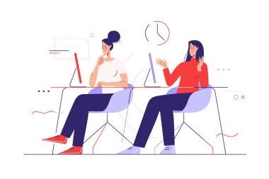 Ofis işleri konusunda vektör illüstrasyon. Düzenlenebilir vuruş