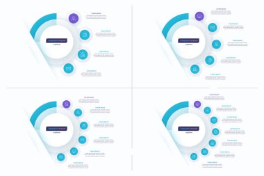 Daire Infographic tasarım şablonları. 4567 seçenekler. Vektör illüstrasyonu