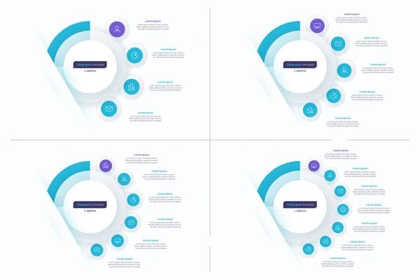 Set van cirkel infographic ontwerp sjablonen. 4 5 6 7 opties. Vectorillustratie — Stockvector