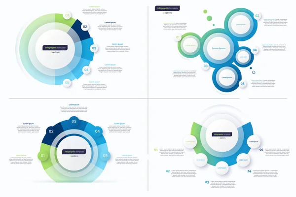 Ensemble de cinq modèles d'infographie de cercle d'option. Illustration vectorielle — Image vectorielle