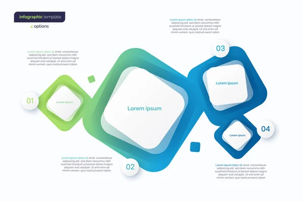 Abstract vector gradient minimalistic infographic template composed of 4 rounded squares — Archivo Imágenes Vectoriales