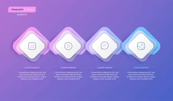 Abstract vector gradient minimalistic infographic template composed of 4 rounded squares — Image vectorielle