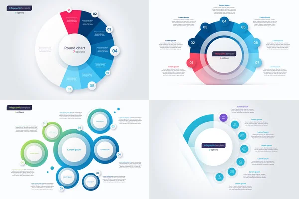 Set Von Sieben Optionen Kreis Infografik Design Vorlagen Vektorillustration — Stockvektor