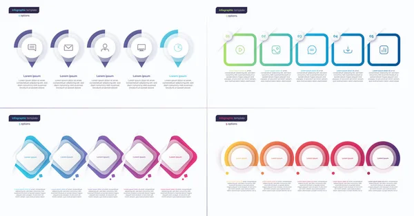 Vector Gradiente Minimalista Infográfico Modelos Compostos Por Formas — Vetor de Stock