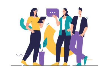 Flat style outline vector illustration depicting group of people on the subject of teamwork.