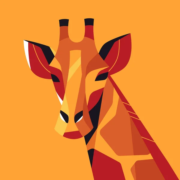 Giraffe Portrait Colorful Vector Illustration Poster Print — Vector de stock