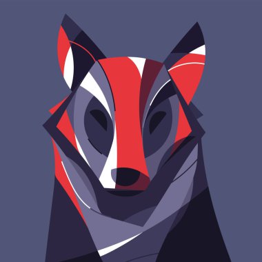 Wolf portrait colorful vector illustration, poster, print.