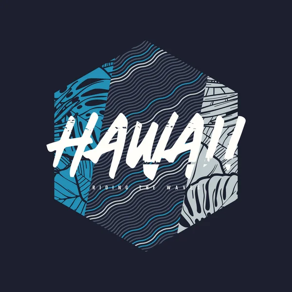 Hawaï Grafisch Tee Tropisch Design Print Illustratie — Stockvector