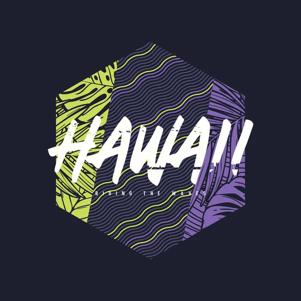 Hawaii Graphic Tee Tropical Design Print Illustration — Stock Vector