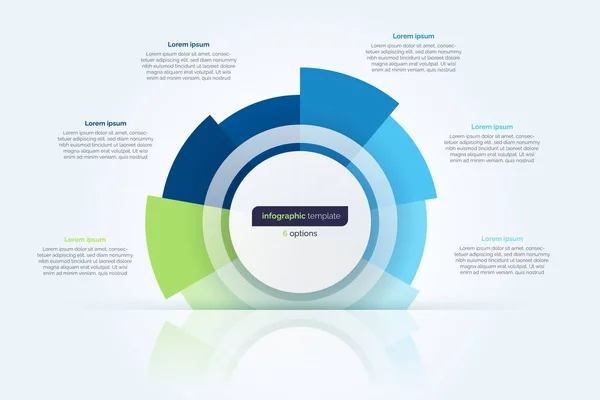 Έξι Επιλογή Κύκλο Infographic Πρότυπο Σχεδιασμού Εικονογράφηση Διανύσματος Διανυσματικά Γραφικά