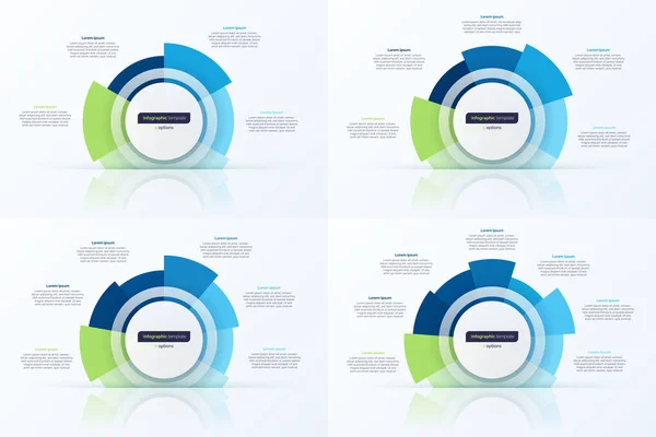 Modelo Design Infográfico Círculo Quatro Opções Ilustração Vetorial —  Vetores de Stock