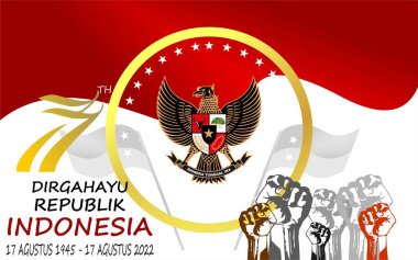 Arkaplan 17 Ağustos. Endonezya Bağımsızlık Günü tebrik kartı tasarımı, bayrak, doku ve arkaplan.