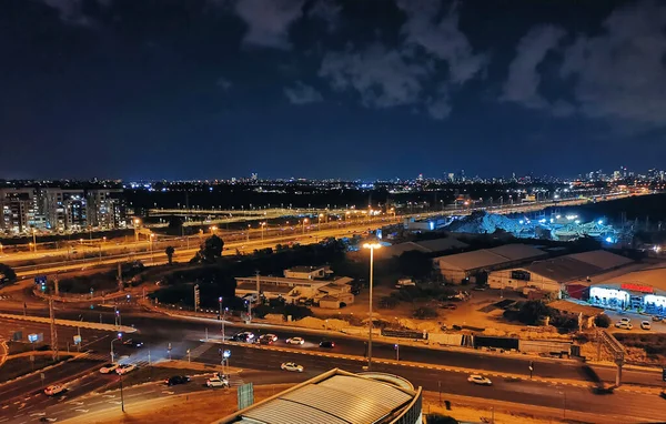 Herzliya Pituah City Streets Night Street Lights Cityscape — Foto de Stock