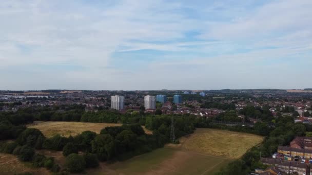 Linda Vista Aérea Luton City England Reino Unido Sunset Time — Vídeo de Stock