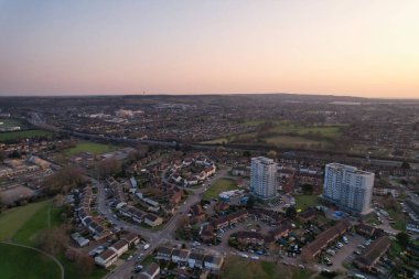 Gorgeous Aerial footage high angle Drone's View of Cityscape and Landscape of England Great Britain