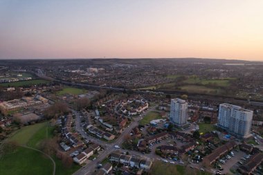 Gorgeous Aerial footage high angle Drone's View of Cityscape and Landscape of England Great Britain